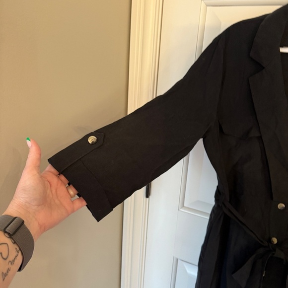 Zara Belted button front midi Shirtdress Black 45098 - Picture 4 of 12